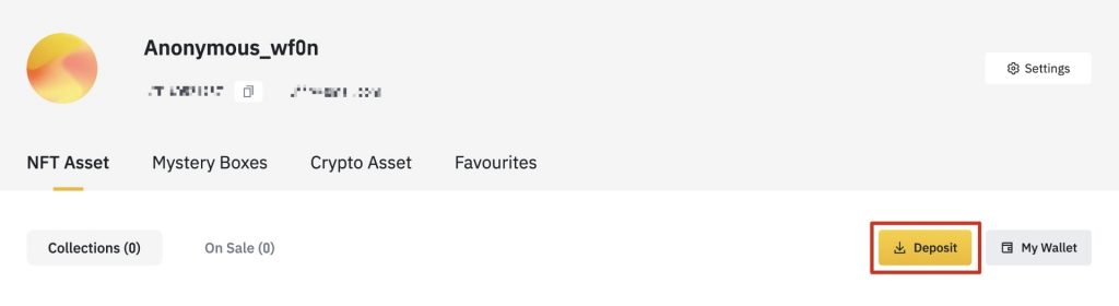 Gửi NFT vào Binance NFT Marketplace