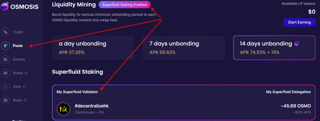 Nhận staking reward với 50% OSMO đã cấp thanh khoản