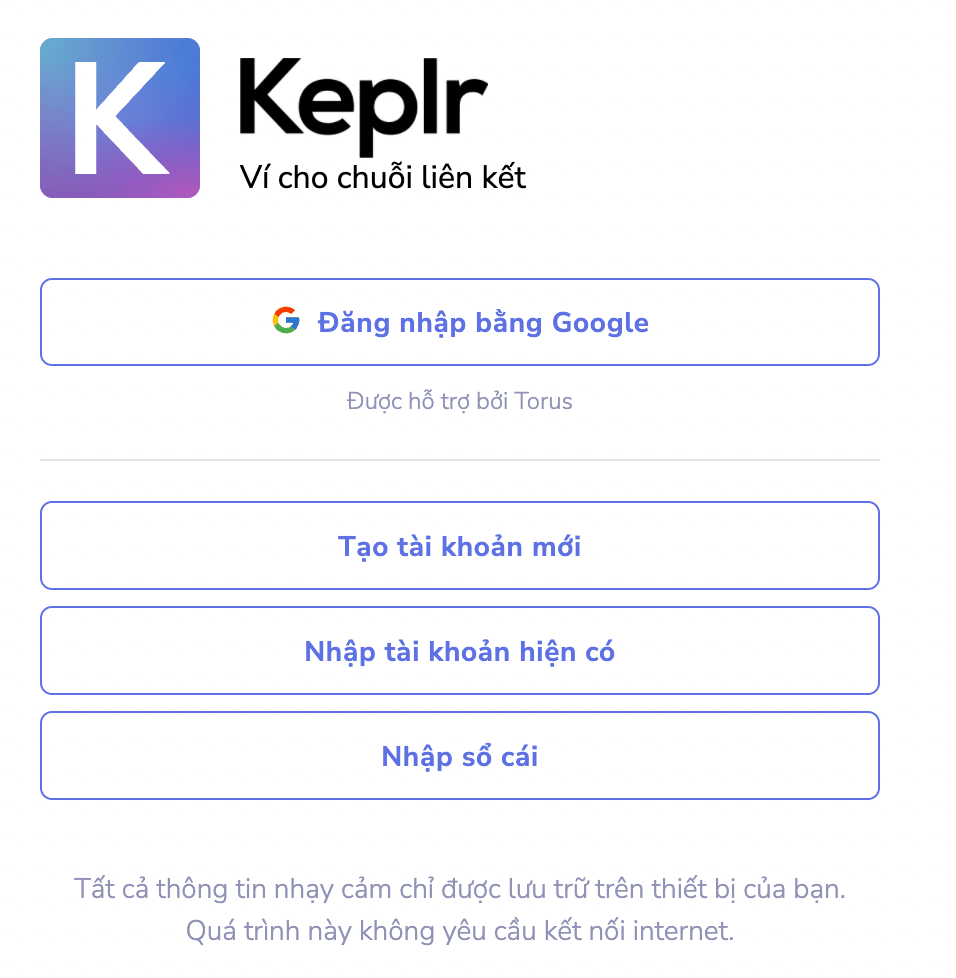 Tạo ví Keplr