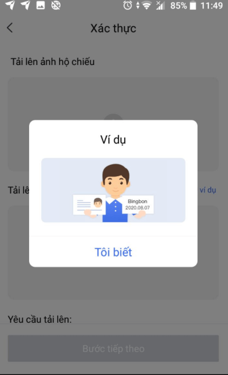Xác thực KYC bằng hộ chiếu hoặc CMND trên sàn BingX
