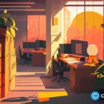 crypto-news-layoffs-office-backgroun-bright-light-low-poly-style