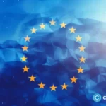 crypto-news-European-Union-Flag-blockchain-world-background-bright-tones-low-poly-style02