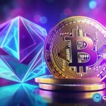 crypto-news-Bitcoin-and-Ethereum-blurry-hologram-nft-blackground-bright-neon-colors-сyberpunk-styl-v5