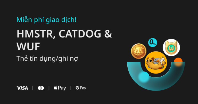 Miễn phí: Mua HMSTR, CATDOG & WUF bằng thẻ tín dụng/thẻ ghi nợ trên Bitget