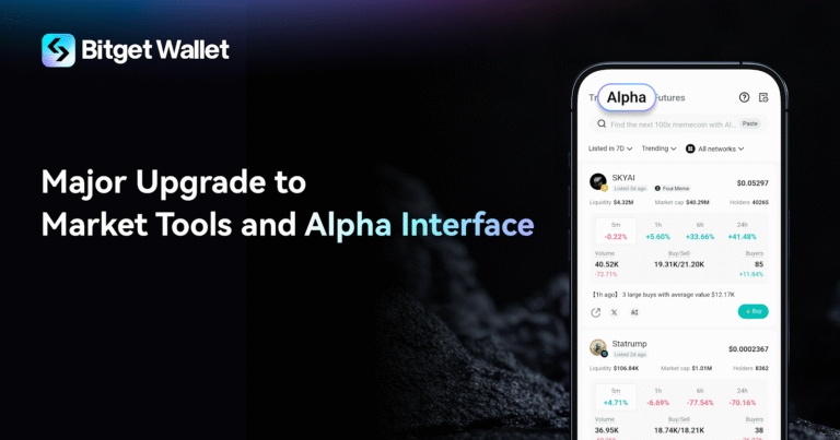 Bitget Wallet nâng cấp lớn cho công cụ thị trường và giao diện Alpha